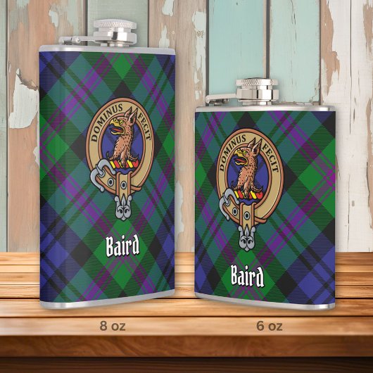 Clan Baird Crest over Tartan Heupfles