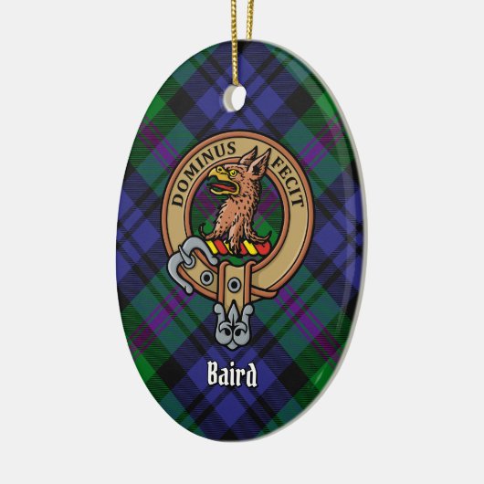 Clan Baird Crest over Tartan Keramisch Ornament (Links)