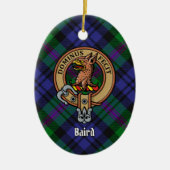Clan Baird Crest over Tartan Keramisch Ornament (Voorkant)