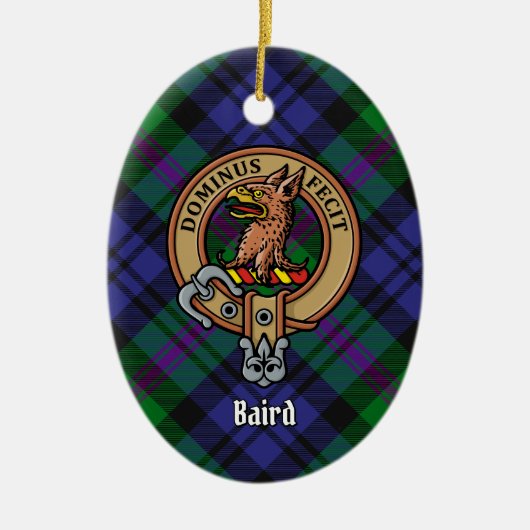 Clan Baird Crest over Tartan Keramisch Ornament (Voorkant)