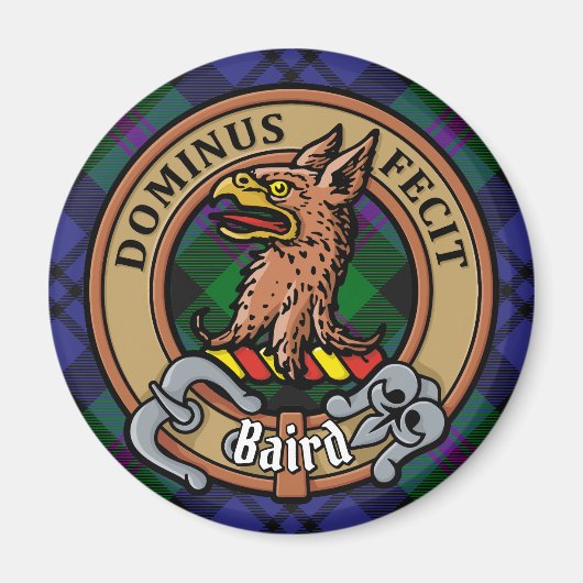 Clan Baird Crest over Tartan Magneet (Voorkant)