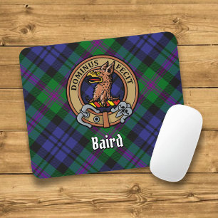 Clan Baird Crest over Tartan Muismat