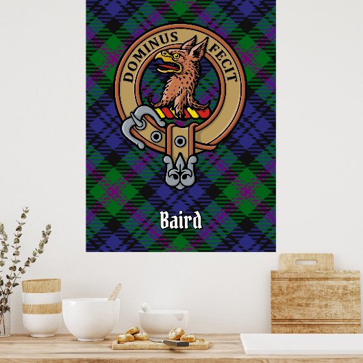 Clan Baird Crest over Tartan Poster (Keuken)