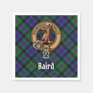 Clan Baird Crest over Tartan Servet