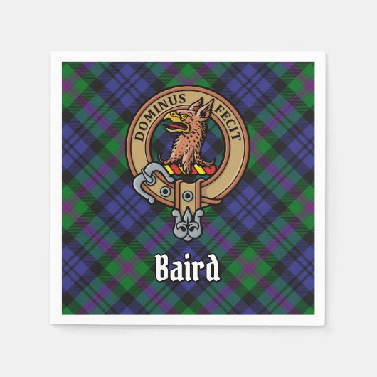 Clan Baird Crest over Tartan Servet (Voorkant)