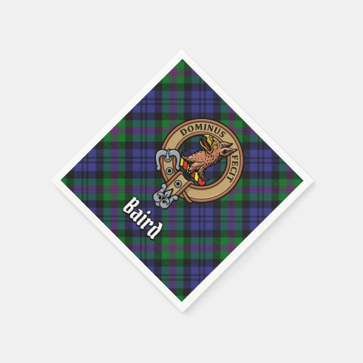 Clan Baird Crest over Tartan Servet (Hoek)