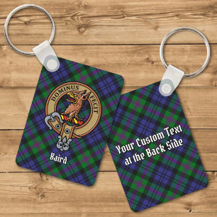 Clan Baird Crest over Tartan Sleutelhanger