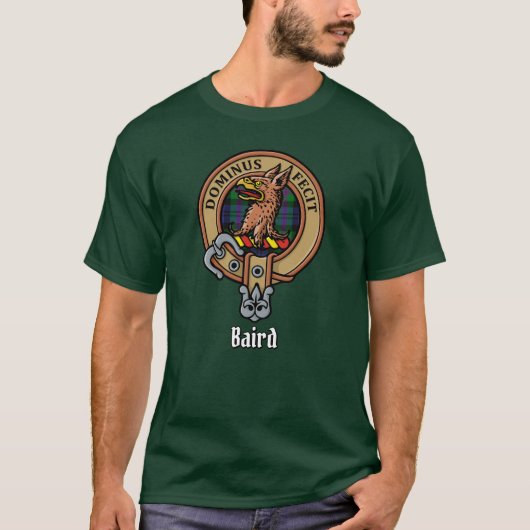 Clan Baird Crest over Tartan T-shirt (Voorkant)