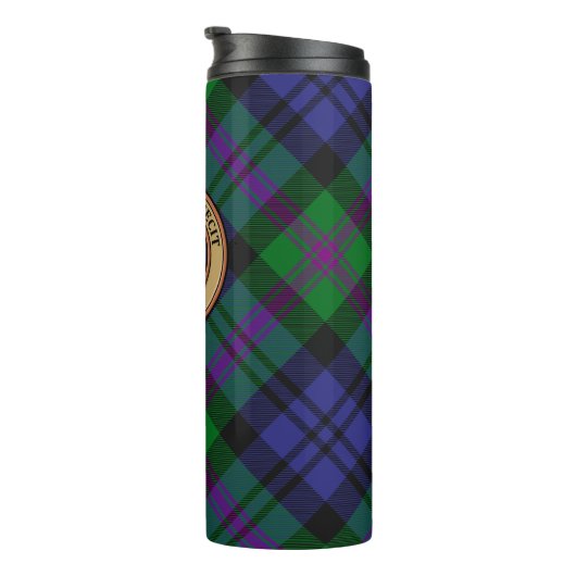 Clan Baird Crest over Tartan Thermosbeker (Geroteerd rechts)