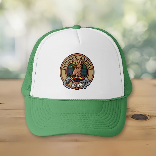 Clan Baird Crest over Tartan Trucker Pet