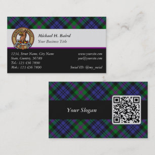 Clan Baird Crest over Tartan Visitekaartje