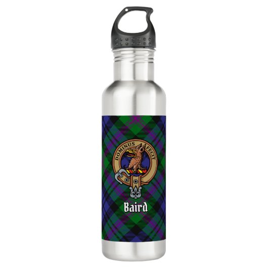 Clan Baird Crest over Tartan Waterfles (Voorkant)