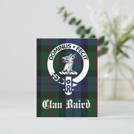Clan Baird Crest Tartan Greeting Kaart (Staand voorkant)