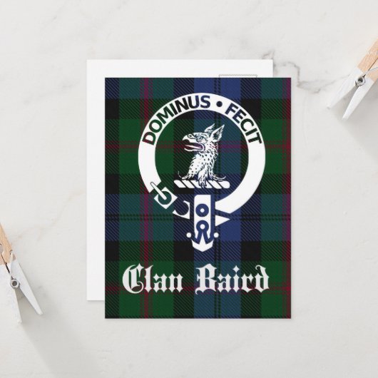 Clan Baird Crest Tartan Greeting Kaart (Voorkant / Achterkant in situ)