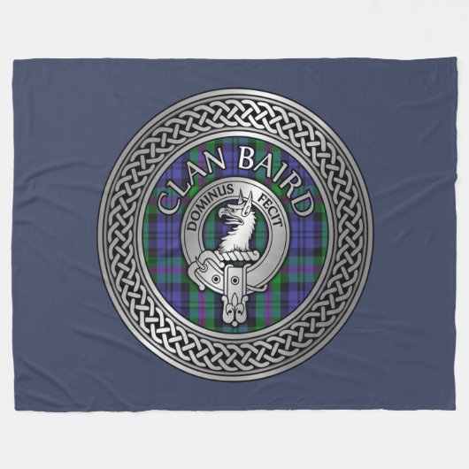 Clan Baird Crest & Tartan Knot Fleece Deken (Voorkant (Horizontaal))