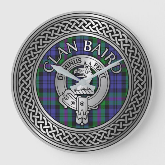 Clan Baird Crest & Tartan Knot Grote Klok (Voorkant)