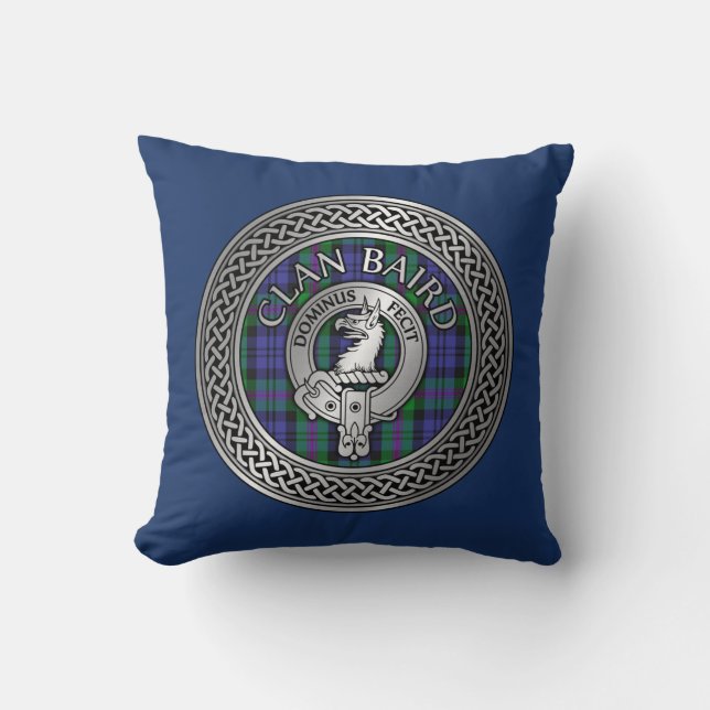 Clan Baird Crest & Tartan Knot Kussen (Voorkant)