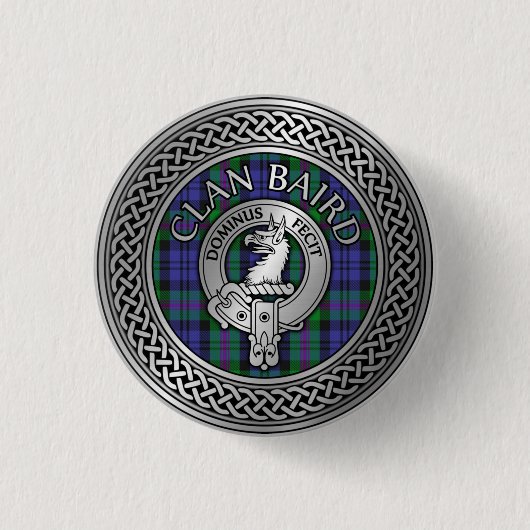 Clan Baird Crest & Tartan Knot Ronde Button 3,2 Cm (Voorkant)