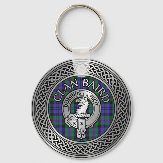 Clan Baird Crest & Tartan Knot Sleutelhanger (Voorkant)