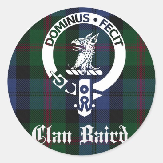 Clan Baird Crest Tartan Ronde Sticker (Voorkant)