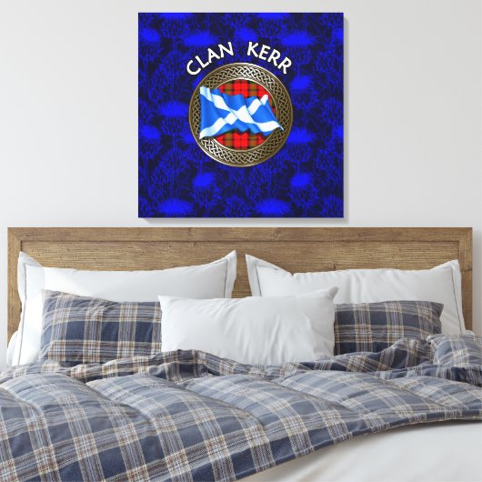 Clan Baird Tartan Knot & Flag Canvas Afdruk (Insitu (Slaapkamer))