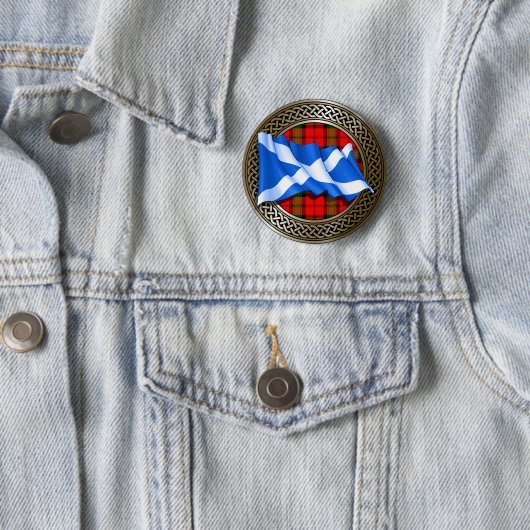 Clan Baird Tartan Knot & Flag Ronde Button 5,7 Cm (In situ)