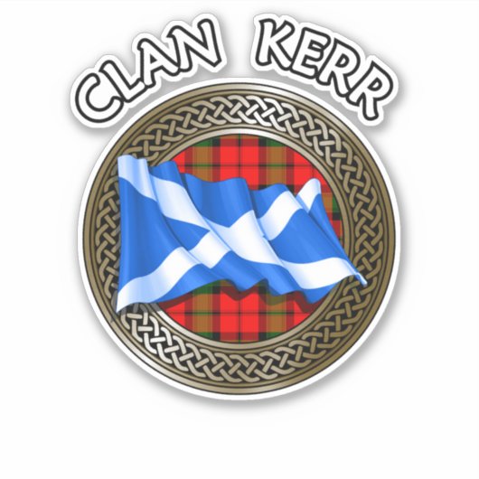 Clan Baird Tartan Knot & Flag Sticker (Voorkant)