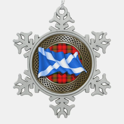 Clan Baird Tartan Knot & Flag Tin Sneeuwvlok Ornament (Voorkant)