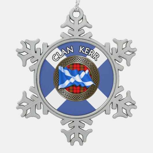 Clan Baird Tartan Knot & Flag Tin Sneeuwvlok Ornament (Voorkant)