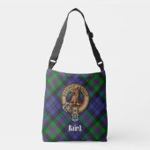 Clan Baird Wapen over Tartan Crossbody Tas (Voorkant)