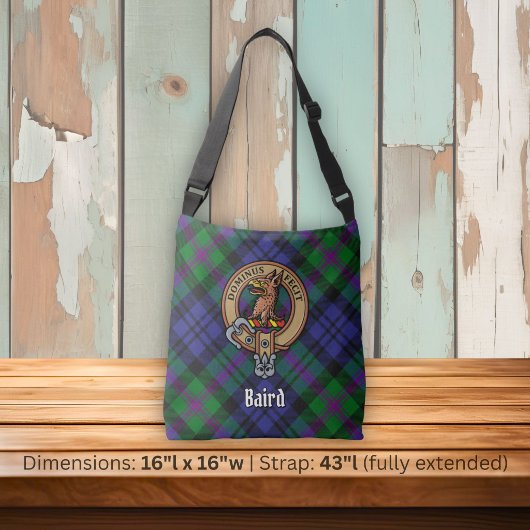 Clan Baird Wapen over Tartan Crossbody Tas