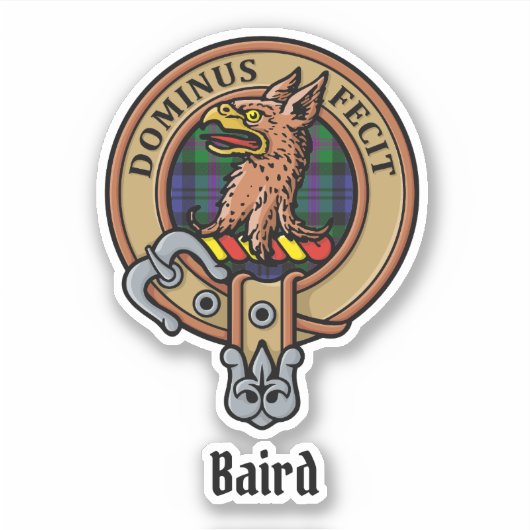 Clan Baird Wapen over Tartan Sticker (Voorkant)
