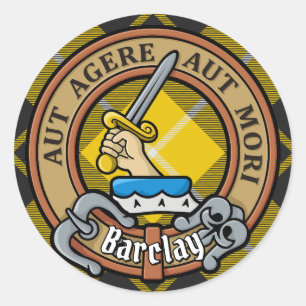 Clan Barclay Crest over Dress Tartan Ronde Sticker