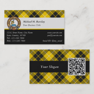 Clan Barclay Crest over Dress Tartan Visitekaartje