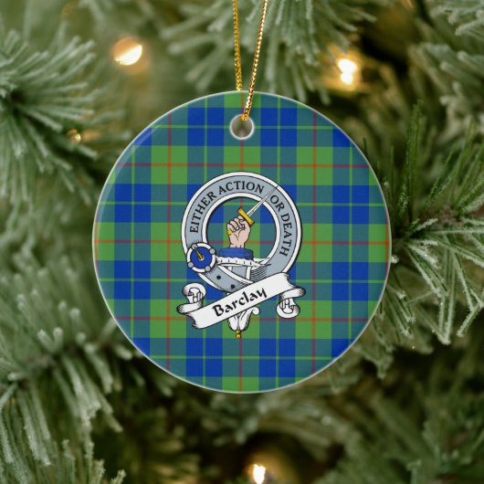 Clan Barclay Hunting Ancient Badge Tartan Pset Keramisch Ornament (Boom)