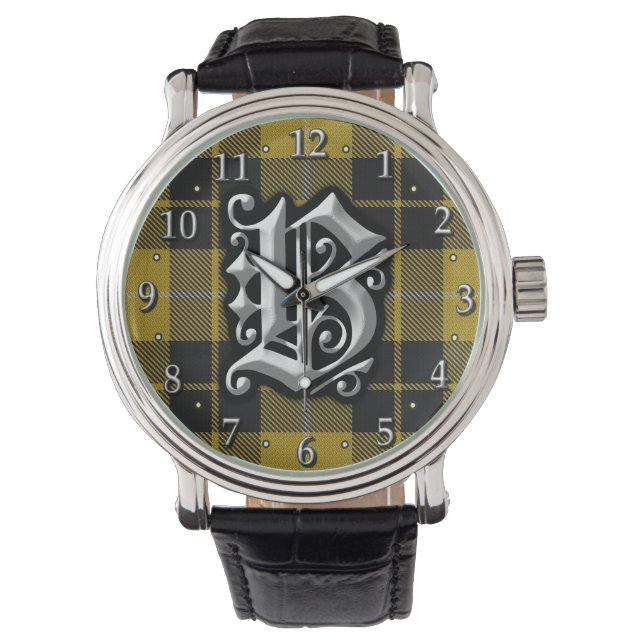 Clan Barclay Letter B Monogram Dress Tartan Horloge (Voorkant)