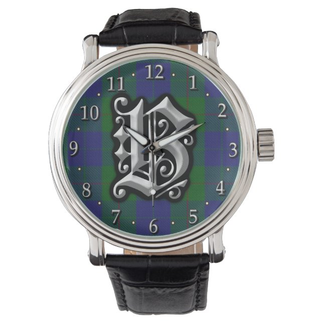 Clan Barclay Letter B Monogram Jacht Tartan Horloge (Voorkant)