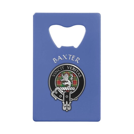 Clan Baxter Crest & Tartan Creditkaart Flessenopener (Voorkant)