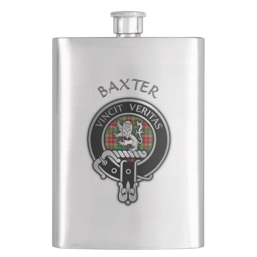 Clan Baxter Crest & Tartan Flask Flacon (Voorkant)