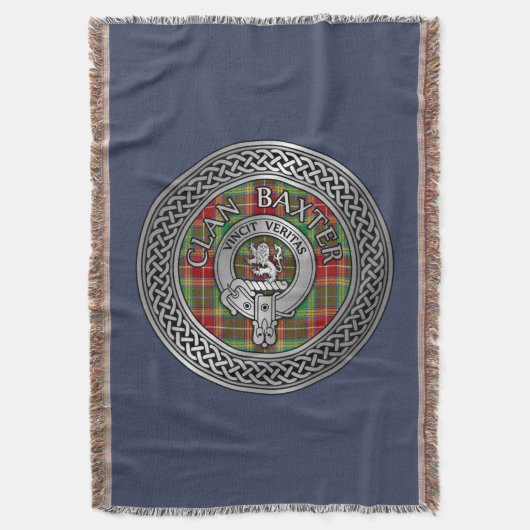Clan Baxter Crest & Tartan Knot Deken (Voorkant Verticaal)
