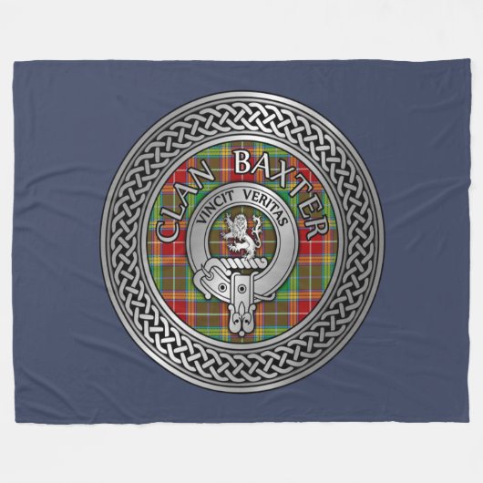 Clan Baxter Crest & Tartan Knot Fleece Deken (Voorkant (Horizontaal))