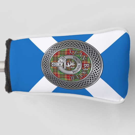 Clan Baxter Crest & Tartan Knot Golfheadcover (Voorkant)