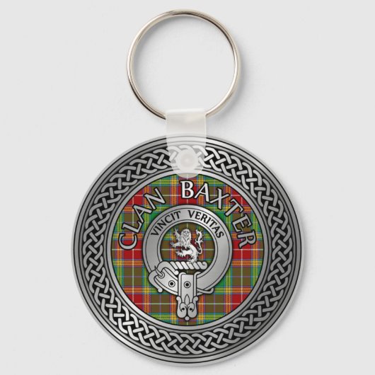Clan Baxter Crest & Tartan Knot Sleutelhanger (Voorkant)