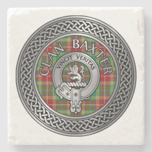 Clan Baxter Crest & Tartan Knot Stenen Onderzetter