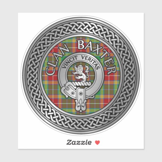 Clan Baxter Crest & Tartan Knot Sticker (Vel)