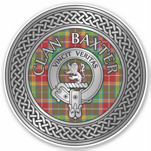 Clan Baxter Crest & Tartan Knot Sticker (Voorkant)