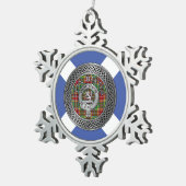 Clan Baxter Crest & Tartan Knot Tin Sneeuwvlok Ornament (Rechts)