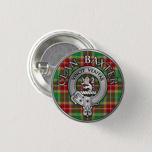 Clan Baxter Crest & Tartan Ronde Button 3,2 Cm (Voorkant /achterkant)