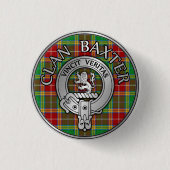 Clan Baxter Crest & Tartan Ronde Button 3,2 Cm (Voorkant)