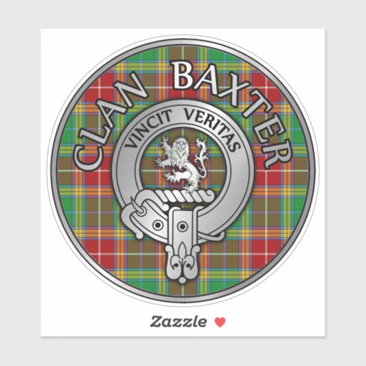 Clan Baxter Crest & Tartan Sticker (Vel)